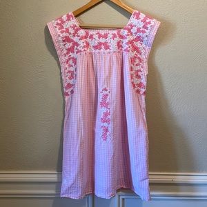 J Marie Collections Gingham Embroidered Dress